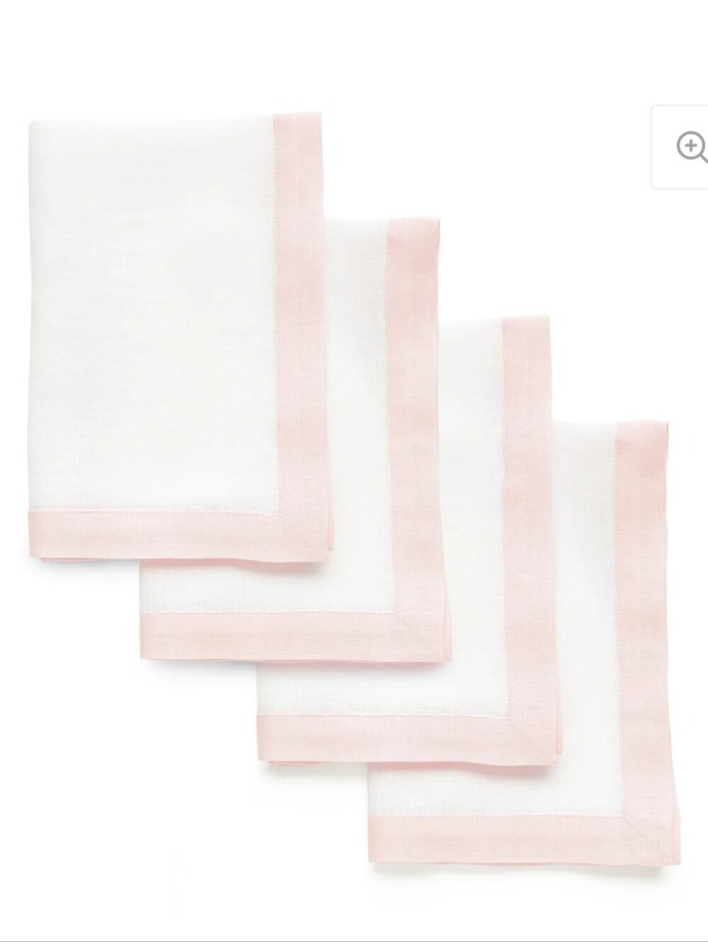Solino Home Classic Linen Napkins with Pink Border - Set of 6